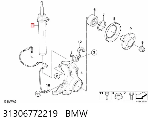 Амортизатора передній лівий 31306772219 BMW
