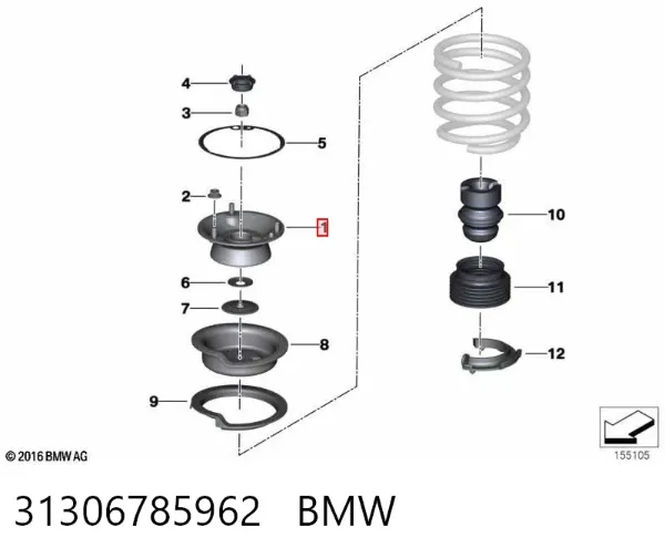 Опора амортизатора заднього 31306785962 BMW