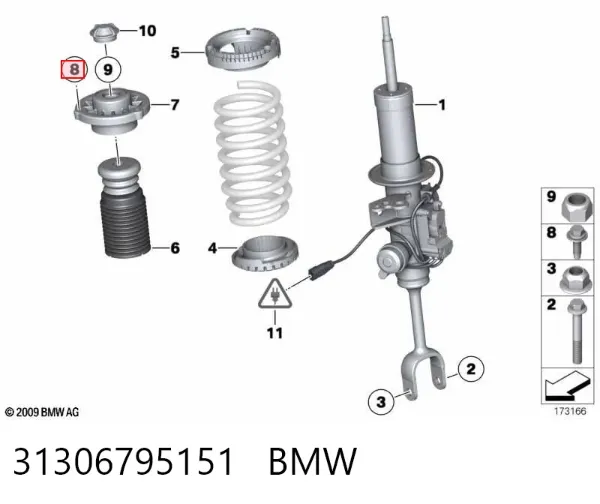 Болт кріплення амортизатора переднього 31306795151 BMW