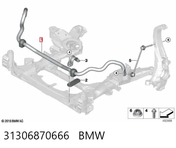 Передній стабілізатор 31306870666 BMW