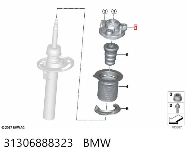 Опора амортизатора переднього 31306888323 BMW