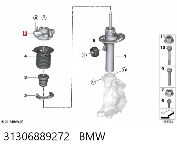 Опора амортизатора переднього 31306889272 BMW