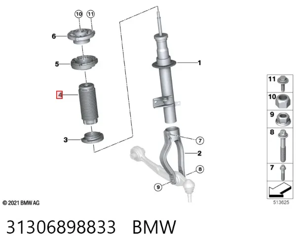 Буфер-відбійник амортизатора переднього 31306898833 BMW