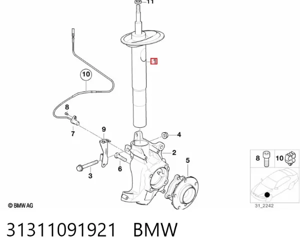 Амортизатор передній 31311091921 BMW