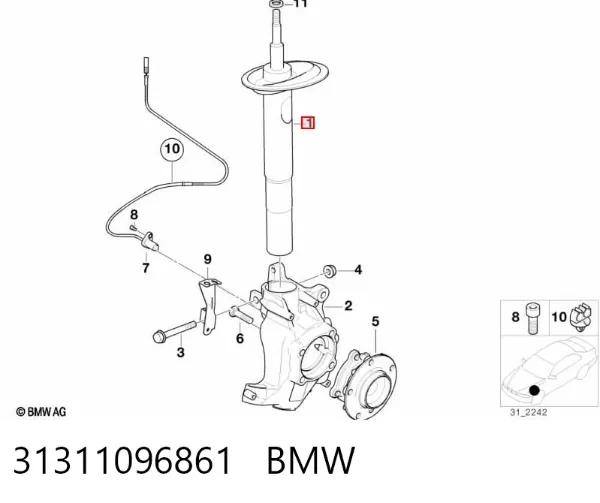 Амортизатор передній 31311096861 BMW