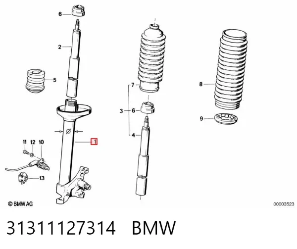 Амортизатор передній, правий 31311127314 BMW