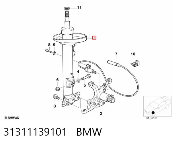 Амортизатор передній, правий 31311139101 BMW