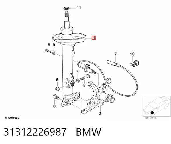 Амортизатора передній лівий 31312226987 BMW