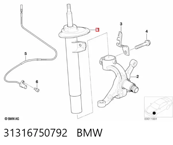 Амортизатор передній, правий 31316750792 BMW