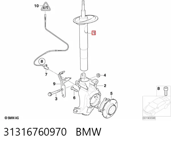Амортизатор передній, правий 31316760970 BMW