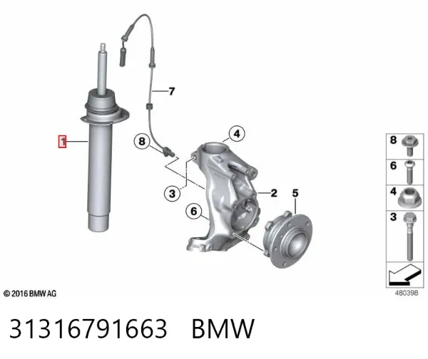 Амортизатор передній 31316791663 BMW