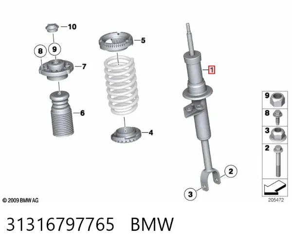 Амортизатора передній лівий 31316797765 BMW