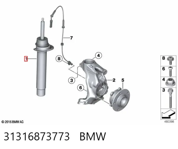 Амортизатор передній 31316873773 BMW