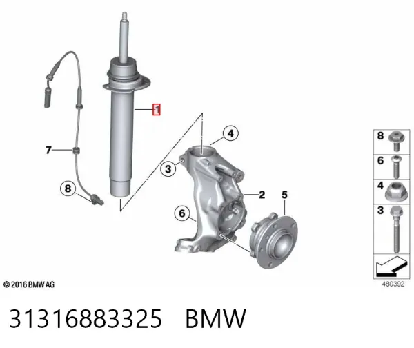 Амортизатор передній 31316883325 BMW