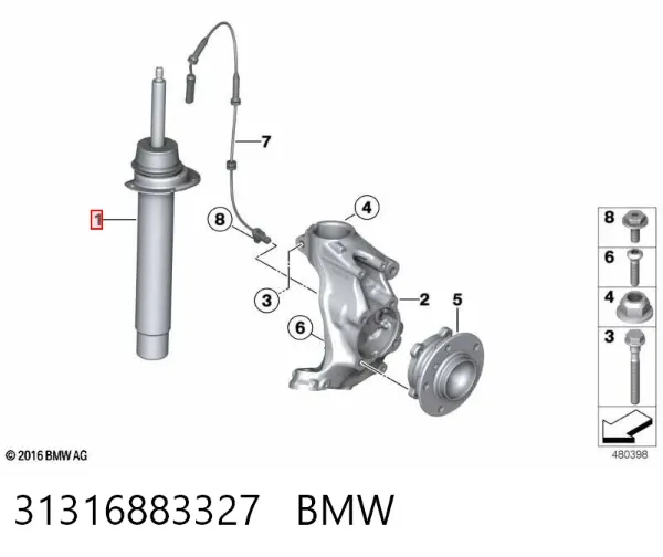 Амортизатор передній 31316883327 BMW