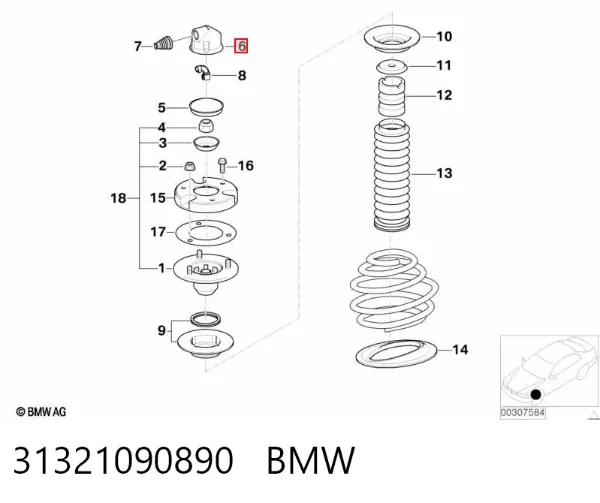 Кришка опори амортизатора переднього 31321090890 BMW