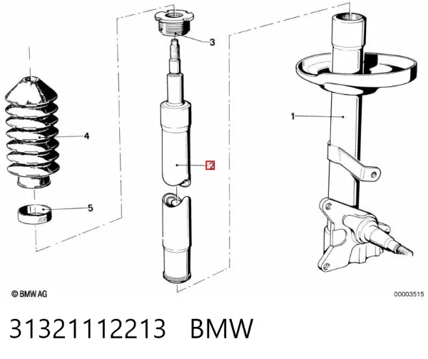 Амортизатор передній, правий 31321112213 BMW
