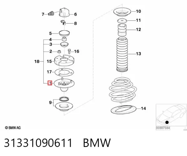 Опора амортизатора переднього 31331090611 BMW
