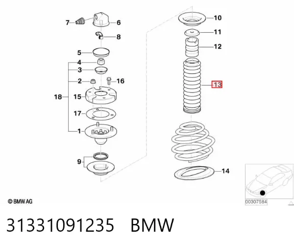 Пильник амортизатора переднього 31331091235 BMW