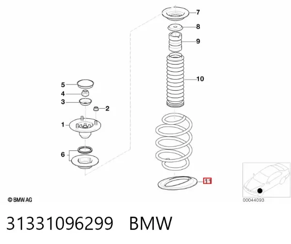 Проставка (гумове кільце) пружини задньої, нижня 31331096299 BMW