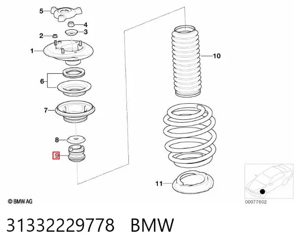 Буфер-відбійник амортизатора переднього 31332229778 BMW