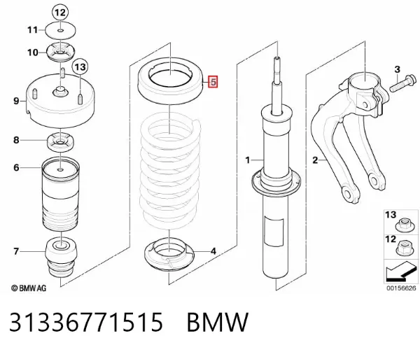 Проставка (гумове кільце) пружини передньої, верхня 31336771515 BMW