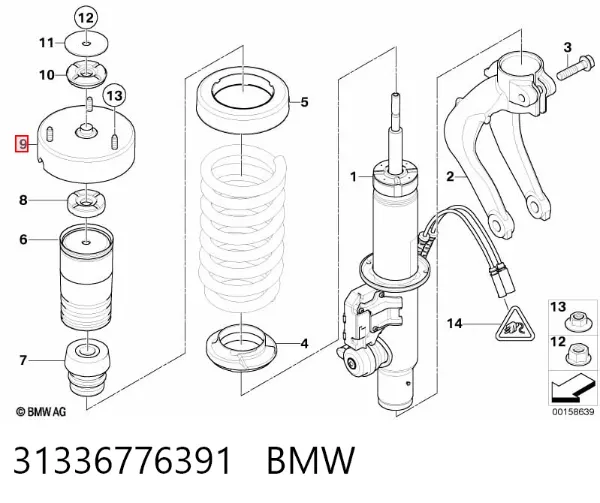 Опора амортизатора переднього 31336776391 BMW