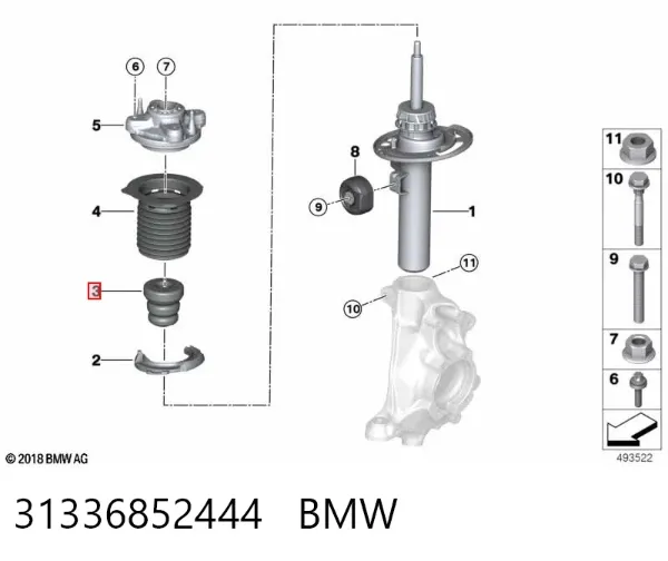 Буфер-відбійник амортизатора переднього 31336852444 BMW