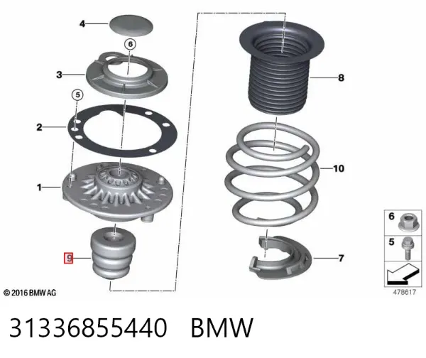 Буфер-відбійник амортизатора переднього 31336855440 BMW
