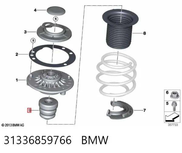 Буфер-відбійник амортизатора переднього 31336859766 BMW