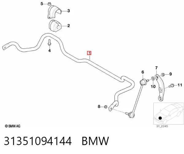 Передній стабілізатор BMW 5 E39