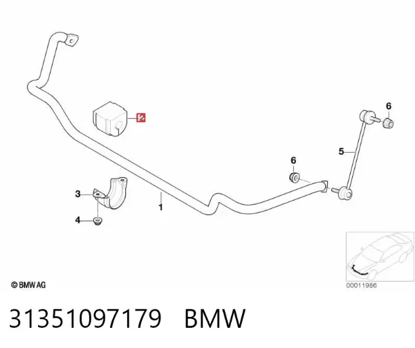 Втулка переднього стабілізатора 31351097179 BMW