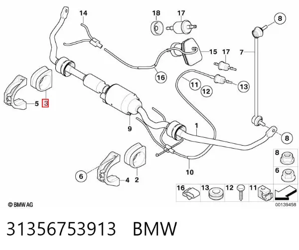 Втулка переднього стабілізатора 31356753913 BMW