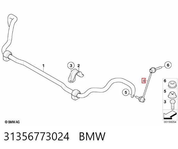 Стійка стабілізатора переднього, права 31356773024 BMW