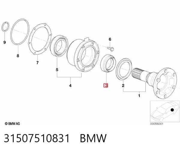 Сальник редуктора заднього моста 31507510831 BMW