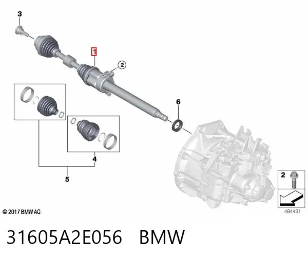 Піввісь права 31605A2E056 BMW
