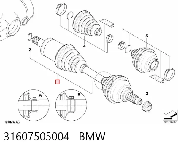 Піввісь права 31607505004 BMW