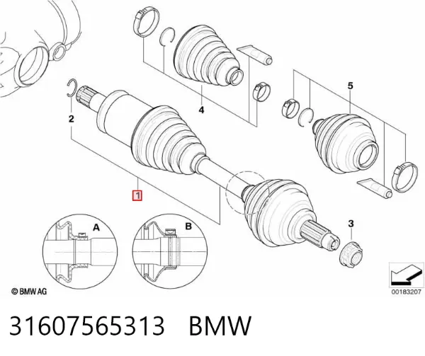 Ліва піввісь 31607565313 BMW