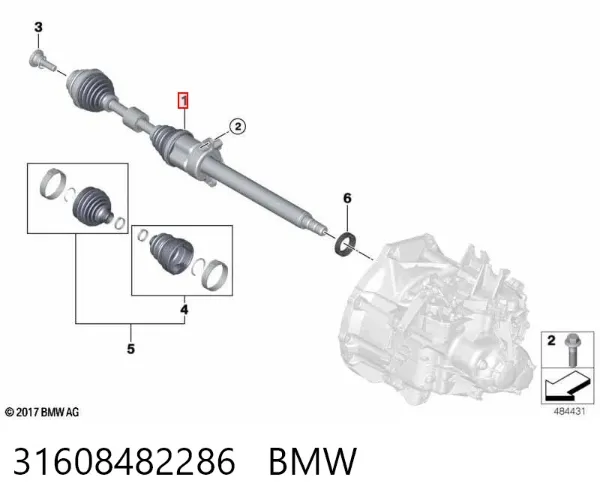Піввісь права 31608482286 BMW