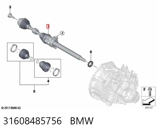 Піввісь права 31608485756 BMW
