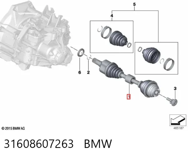 Ліва піввісь 31608607263 BMW
