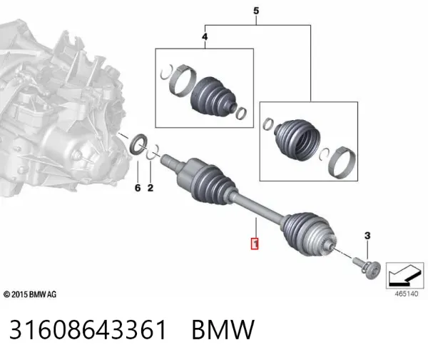 Ліва піввісь 31608643361 BMW