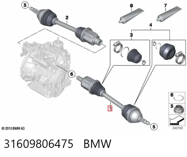 Ліва піввісь 31609806475 BMW
