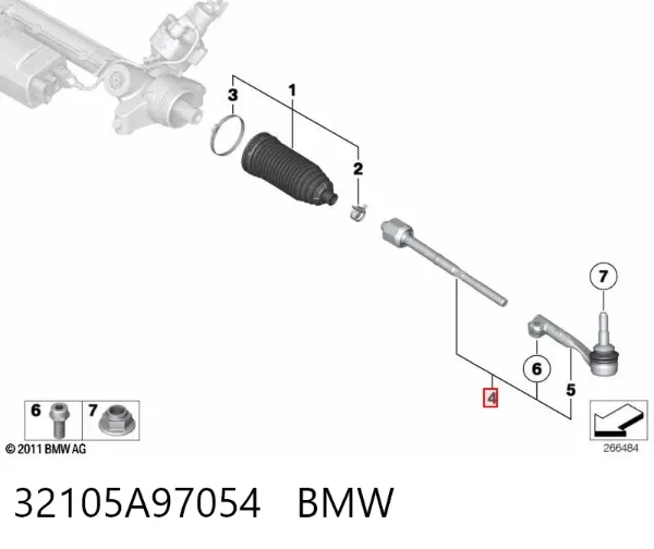 Тяга рульова в зборі, ліва 32105A97054 BMW