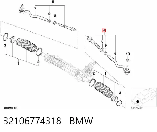 Тяга рульова в зборі, ліва 32106774318 BMW