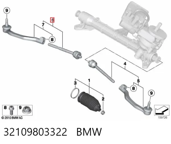 Тяга рульова в зборі, права 32109803322 BMW