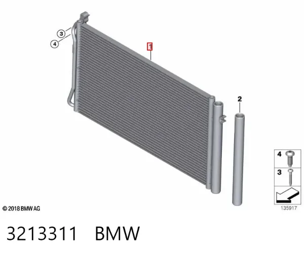 Радіатор кондиціонера 3213311 BMW