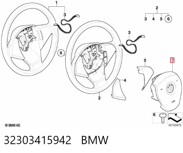 Подушка безпеки, водійська, AIRBAG 32303415942 BMW