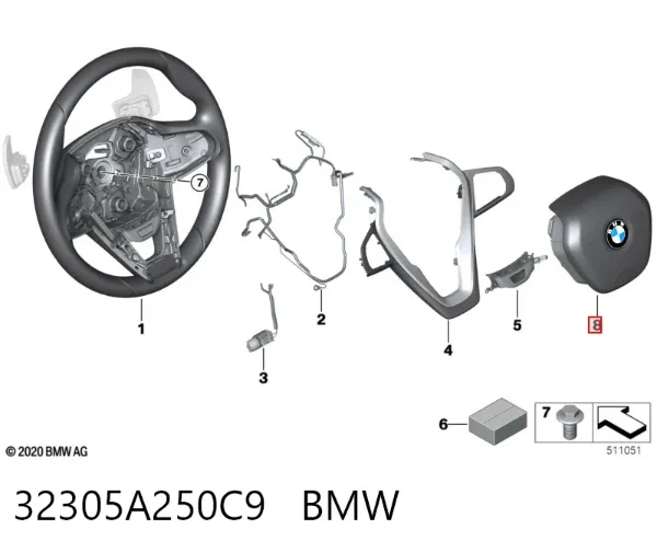 Подушка безпеки, водійська, AIRBAG 32305A250C9 BMW