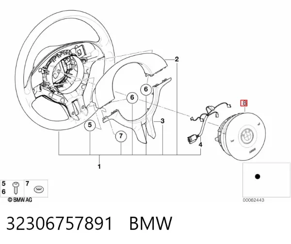 Подушка безпеки, водійська, AIRBAG 32306757891 BMW